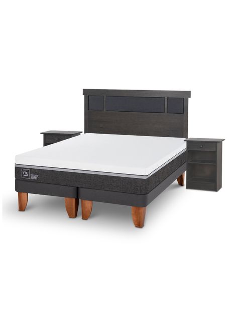Cama Europea Ortopedic Advance King Set Dublin Gris-0
