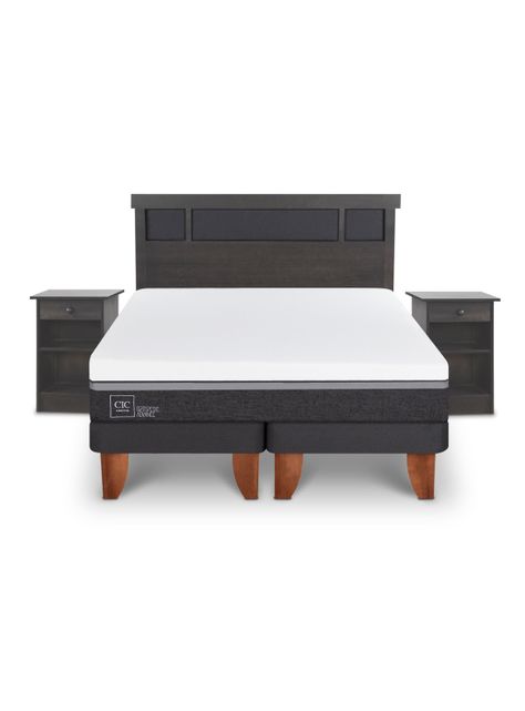 Cama Europea Ortopedic Advance King Set Dublin Gris-2