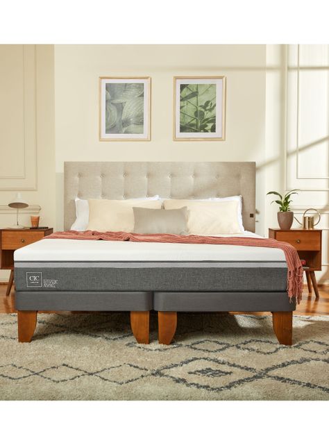 Cama Europea Ortopedic Advance 1.5 Plazas Respaldo Torino Gris-4