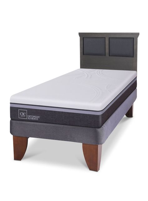 Cama Europea Ortopedic Advance 1.5 Plazas Respaldo Torino Gris-0