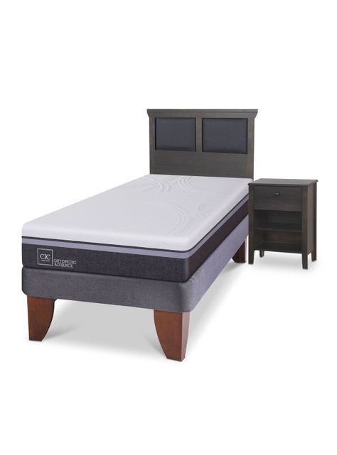 Cama Europea Ortopedic Advance 1.5 Plazas Set Torino Gris-0
