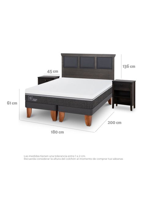 Cama Europea Ortopedic Advance King Set Torino Gris-1