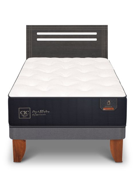 Cama Europea Premium 1.5 Plazas Respaldo Munich Gris-2