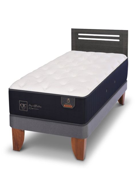 Cama Europea Premium 1.5 Plazas Respaldo Munich Gris-0