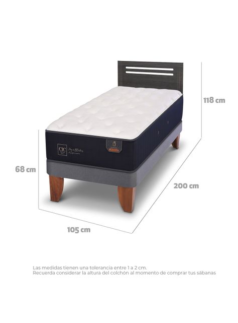 Cama Europea Premium 1.5 Plazas Respaldo Munich Gris-1