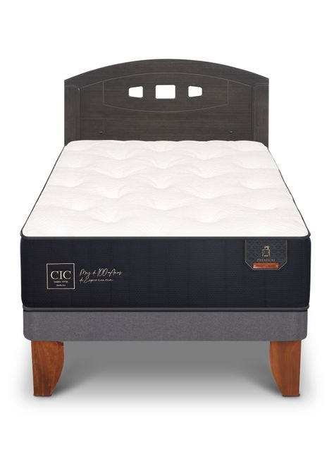 Cama Europea Premium 1.5 Plazas + Respaldo Gales Gris-2