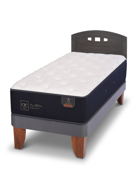 Cama Europea Premium 1.5 Plazas + Respaldo Gales Gris-0