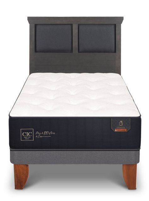 Cama Europea Premium 1.5 Plazas Respaldo Torino Gris-2