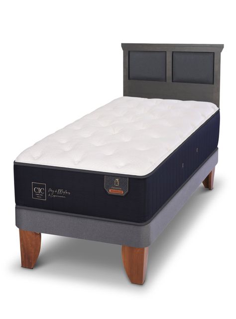 Cama Europea Premium 1.5 Plazas Respaldo Torino Gris-0