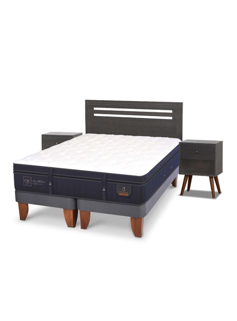 Cama Europea Super Premium 2 Plazas Base Dividida Munich Gris-0