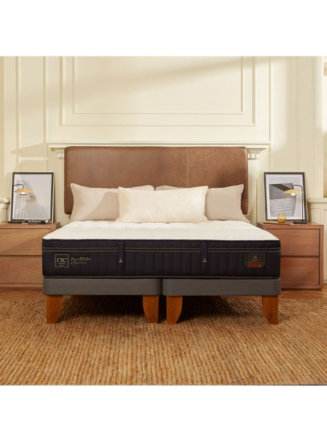 Cama Europea Super Premium 2 Plazas Base Dividida Munich Gris-4