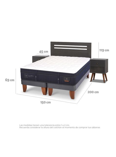 Cama Europea Super Premium 2 Plazas Base Dividida Munich Gris-1