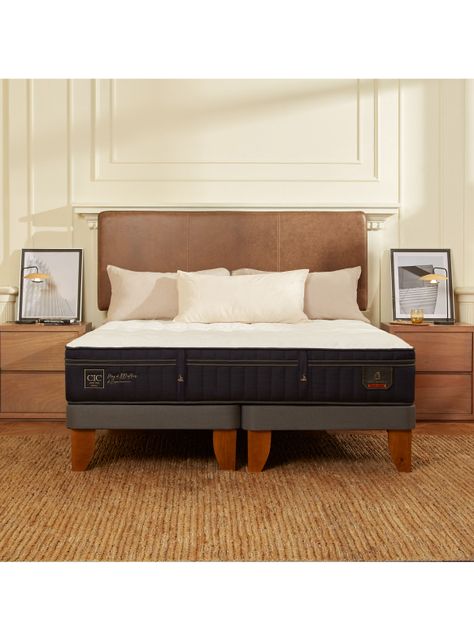 Cama Europea Super Premium 2 Plazas Base Dividida Set Gales Gris-4