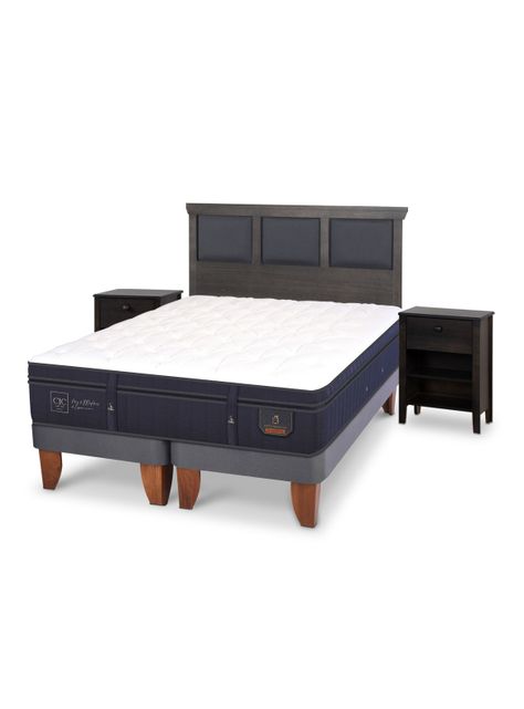 Cama Europea Super Premium 2 Plazas Base Dividida Set Torino Gris-0