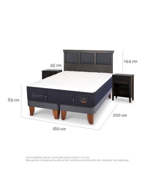 Cama Europea Super Premium King Set Torino Gris-1