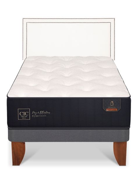 Cama Europea Premium 1.5 Plazas + Respaldo Danubio-2