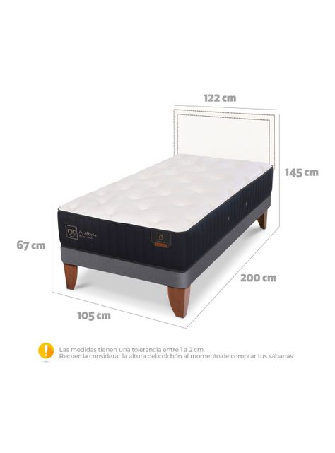 Cama Europea Premium 1.5 Plazas + Respaldo Danubio-1