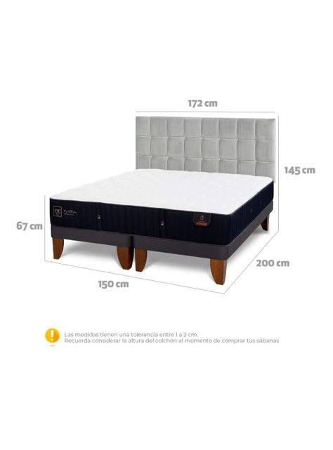 Cama Europea Premium 2 Plazas Base Dividida Respaldo Sile-1