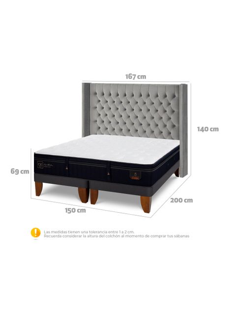 Cama Europea Super Premium 2 Plazas Base Dividida Respaldo Sesia-1