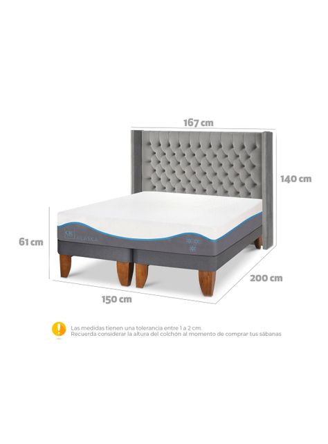 Cama Europea Alaska 2 Plazas Base Dividida Respaldo Sesia-1