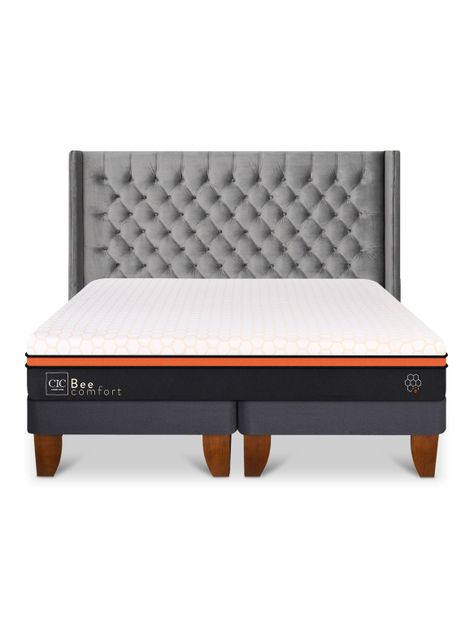 Cama Europea Bee Comfort 2 Plazas Base Dividida Respaldo Sesia-2
