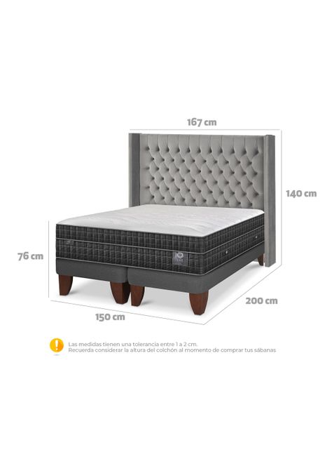 Cama Europea Lux 2 Plazas Base Dividida Respaldo Sesia-1