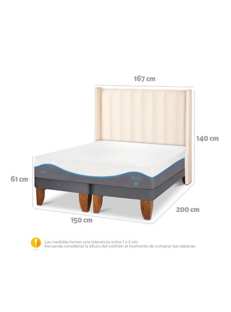 Cama Europea Alaska 2 Plazas Base Dividida Respaldo Panaro-1