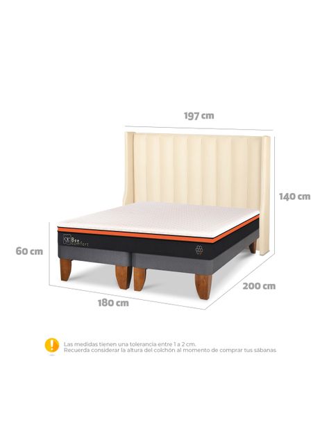 Cama Europea Bee Comfort King Respaldo Panaro-1