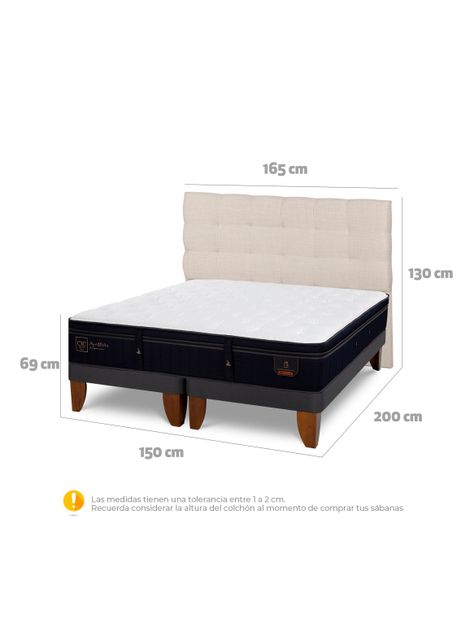 Cama Europea Super Premium 2 Plazas Base Dividida Respaldo Ebro-1