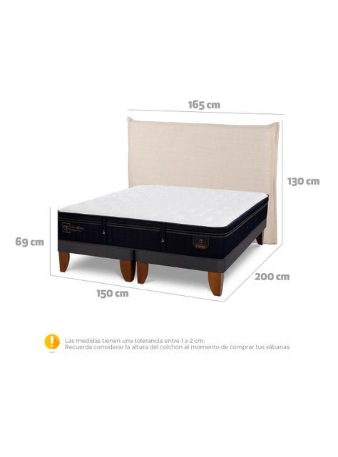 Cama Europea Super Premium 2 Plazas Base Dividida Respaldo Tíber-1