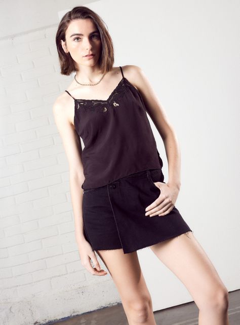 Falda Skort Denim con Dos Botones-0