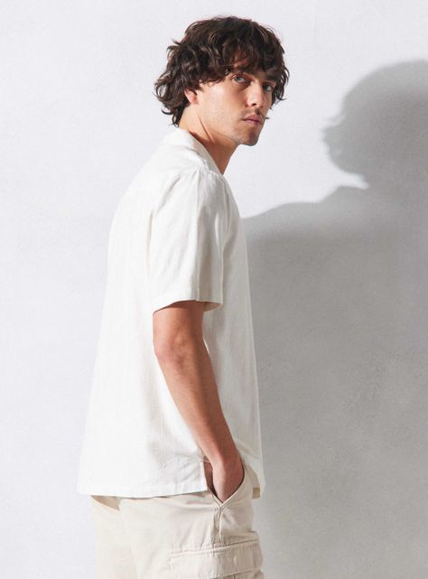 Camisa de Vestir Rustica Listada Blanca-1