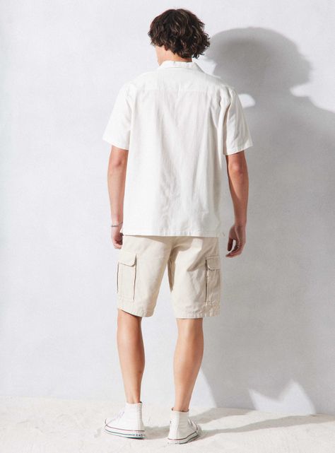 Camisa de Vestir Rustica Listada Blanca-5