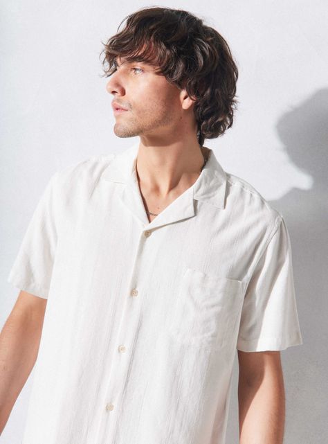 Camisa de Vestir Rustica Listada Blanca-2