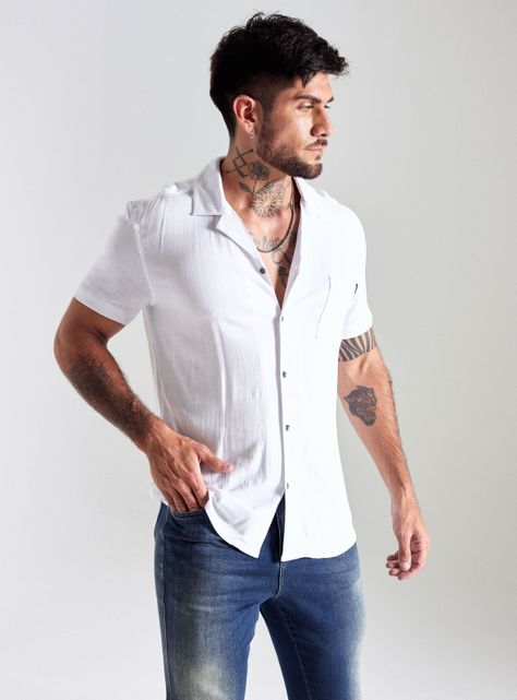 Camisa de Vestir Tela Texturada Look Lino-0