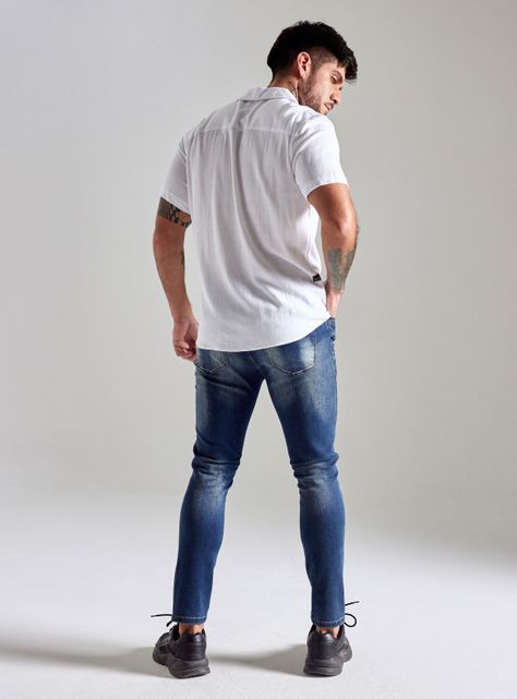 Camisa de Vestir Tela Texturada Look Lino-5
