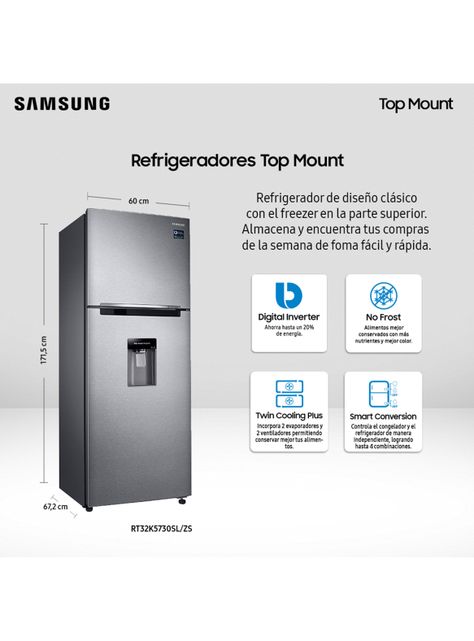 Refrigerador No Frost 318 Litros RT32K5730SL/ZS-7