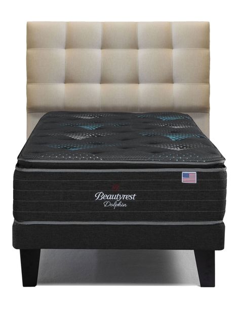 Cama Europea Dolphin 1.5 Plazas + Respaldo Tignes Arena-0