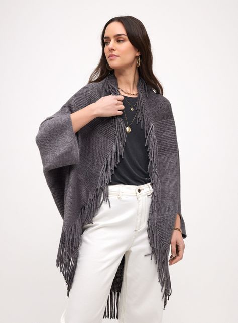 Chaleco Tipo Poncho con Flecos-0