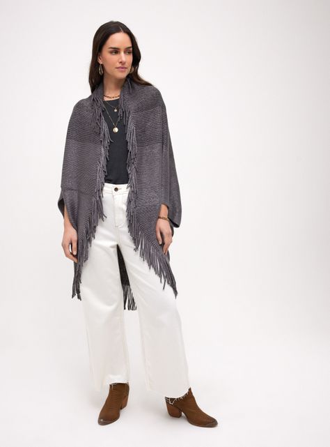 Chaleco Tipo Poncho con Flecos-3