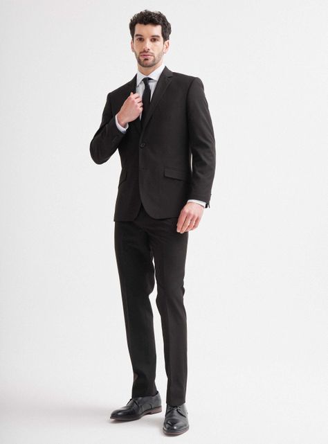 Traje Lana Poliéster Liso Negro-4