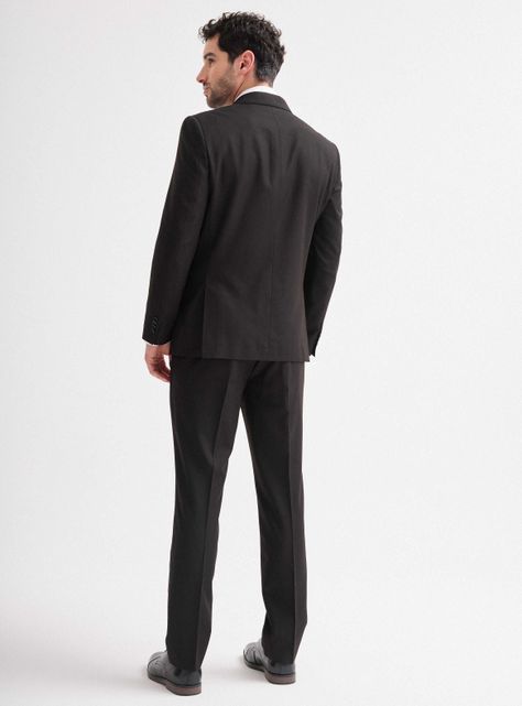 Traje Lana Poliéster Liso Negro-5