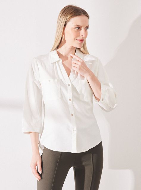 Blusa Lino Cuello Camisero-0