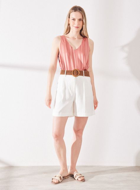 Blusa Satín Doble Capa Cuello en V-4