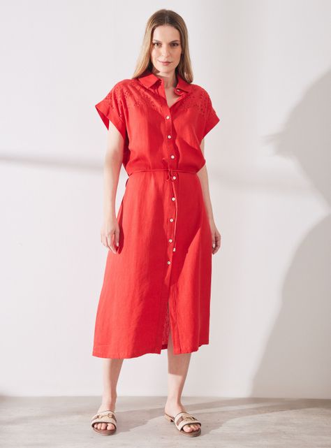 Vestido de Lino con Aplicación Bordada-4