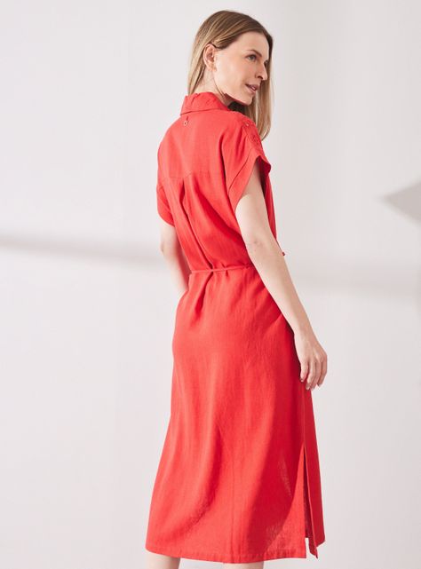 Vestido de Lino con Aplicación Bordada-1
