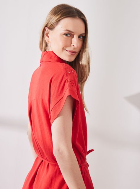 Vestido de Lino con Aplicación Bordada-2