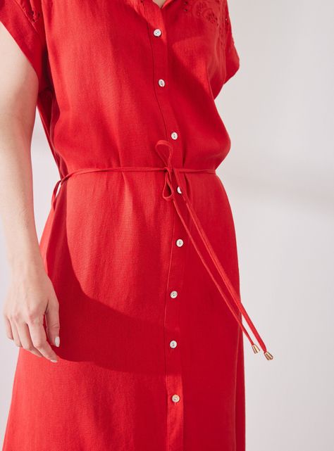 Vestido de Lino con Aplicación Bordada-3