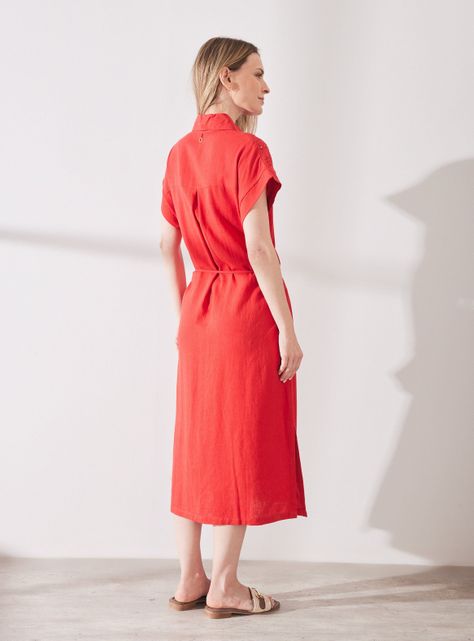 Vestido de Lino con Aplicación Bordada-5