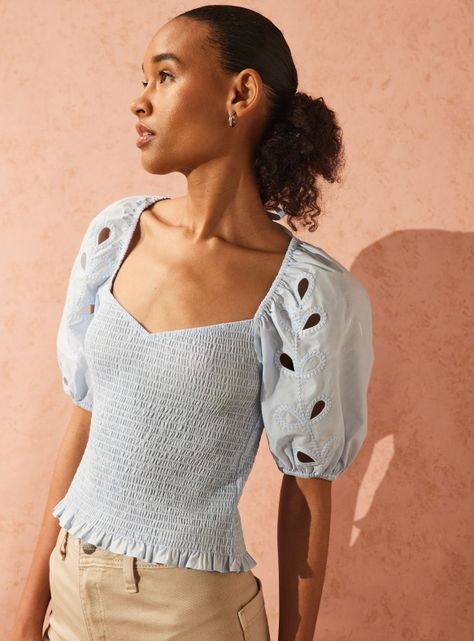 Blusa Escote Corazón y Manga Abullonada-2